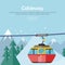 Cableway on Mountain Landscape. Web Banner Poster