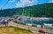 The cableway ride above the Molodist Lake, on July 25 in Bukovel, Carpathians, Ukraine