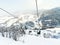 Cableway ski lift in skiing area Via Lattea, Italy