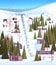 cableway in snowy mountains residential houses area ski resort christmas new year holidays celebration winter vacation