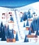 cableway in snowy mountains residential houses area ski resort christmas new year holidays celebration winter vacation