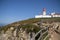 Cabo da Roca Lighthouse. Portuguese Farol de Cabo da Roca is a cape which forms the westernmost point Eurasian land mass.