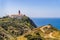 Cabo da Roca, Portugal. Lighthouse and cliffs over Atlantic Ocean