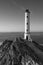 Cabo Home lighthouse, black and white