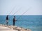 CABO PINO, ANDALUCIA, SPAIN - MAY 6 : Fishing at Cabo Pino, Malaga Province, AndalucÃ­a, Spain on May 6, 2014. Two unidentified