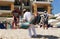 Cabo San Lucas, Mexico - November 7, 2022 - A local salesperson offering handmade bags for sale on the beach