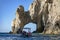 Cabo San Lucas, Mexico, September 6, 2023: Tourist boat visiting Cabo San Lucas\\\'s famous arch.