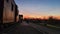 Caboose at historic rail depot at sunset in ridgeway wi