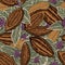 Cacao beans seamless pattern. Cocoa tree design template