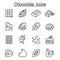 Cacao, Chocolate, Cocoa icon set in thin line style