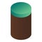 Cacao powder box icon, isometric style