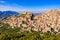 Caccamo, Sicily. Medieval Italian city with the Norman Castle in Sicily mountains, Italy. View of Caccamo town on the hill with