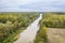 Cache and MIssissippi River confluence aerial view