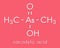 Cacodylic acid herbicide molecule Agent Blue. Highly toxic organoarsenic compound. Skeletal formula.