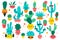 Cacti doodle set