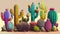 Cacti on a Pastel Background.