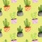 Cacti seamless pattern, hand-painted design