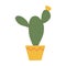 Cactus Angel wing with a flower in a pot, cartoon style flat raster