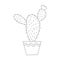 Cactus Angel wing with a flower in a pot, cartoon style flat raster outline