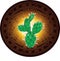 Cactus on background of stylized image of ancient Mayan calendar
