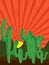 Cactus background sunray