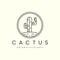 cactus with badge and linear style logo icon template design.botanical,tree,plants, nature, vector illustration