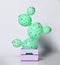 Cactus balloon in pastel purple flower pot made of green round balloons with flowers. Creative idea