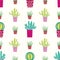 Cactus cacti succulents houseplant seamless repeat pattern