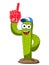 Cactus cartoon funny character supporter fan number one glove isolated