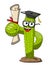 Cactus cartoon funny character vector graduated degree success isolated