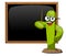 Cactus cartoon funny character vector teacher blackboard class education isolated