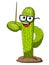 Cactus cartoon funny character vector teacher stick nerd isolated