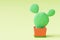 Cactus in cartoon minimal style with light green background.