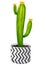 Cactus in a ceramic pot. Boho, scandinavian style. Watercolor clipart
