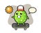Cactus character illustration ride a skateboard