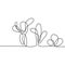 Cactus continuous line drawing vector