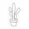 Cactus continuous single line art outline vector illustration drawing for home and interior.