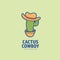 Cactus cowboy logo icon with cowboy hat cartoon logo illustration
