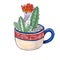 Cactus in a cup. . watercolor