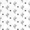 Cactus desert black and white seamless pattern. Striped cacti stars.