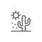 Cactus in desert line outline icon