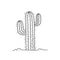 Cactus in desert. Vector hand-drawn cartoon style illustration isolated on white background