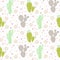 Cactus desert vector seamless pattern. Green and grey nature fabric print texture.