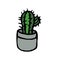 Cactus drawn by hand in doodle style. Cactus, desert plant filled outline icon, line vector sign, linear colorful