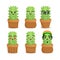 Cactus emotion characters set.