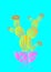 Cactus Fashion Set Design. Minimal Stillife. Trendy Bright Colors. Colorful Mood, colorful background. Vector Art Gallery Fashion