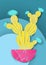 Cactus Fashion Set Design. Minimal Stillife. Trendy Bright Colors. Colorful Mood, colorful background. Vector Art Gallery Fashion