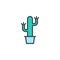 Cactus in flower pot filled outline icon