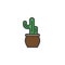 Cactus in flowerpot filled outline icon