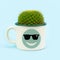 Cactus grown recycled tin mug with eco green emoji
